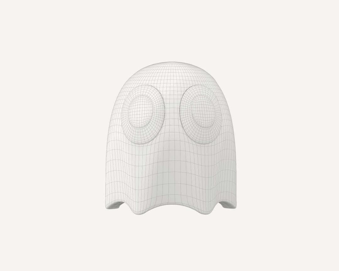 3D wireframe of a pacman ghost