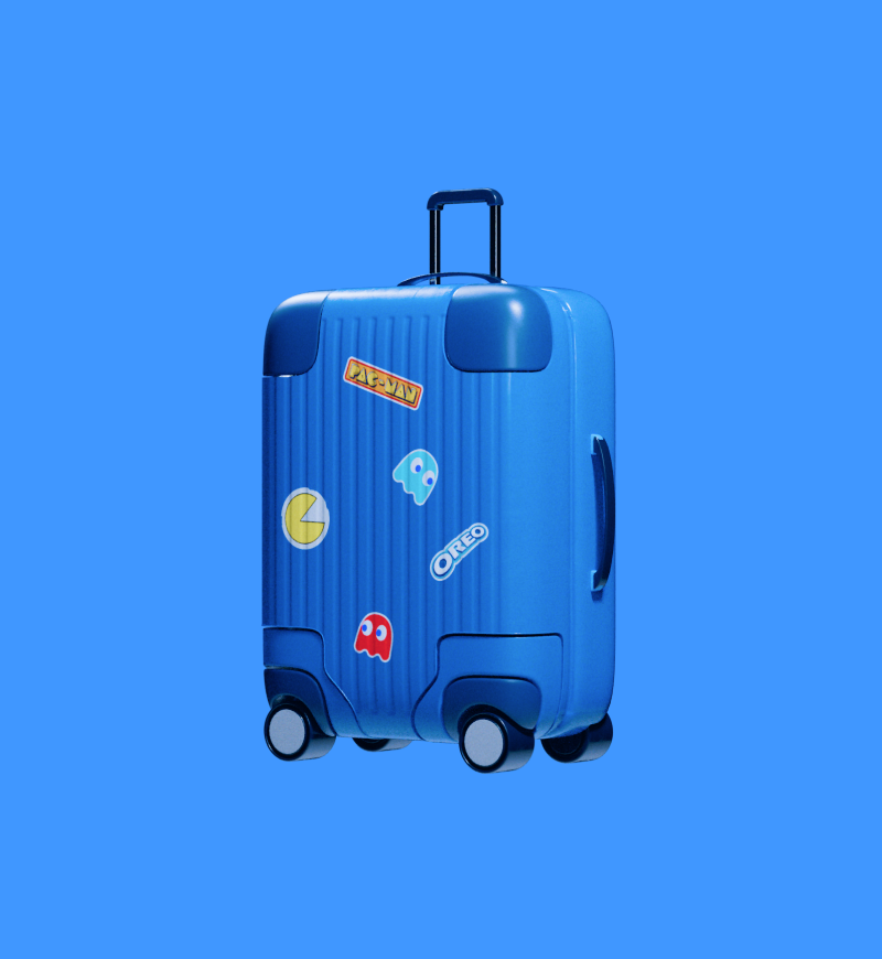 Oreo and Pacman suitcase