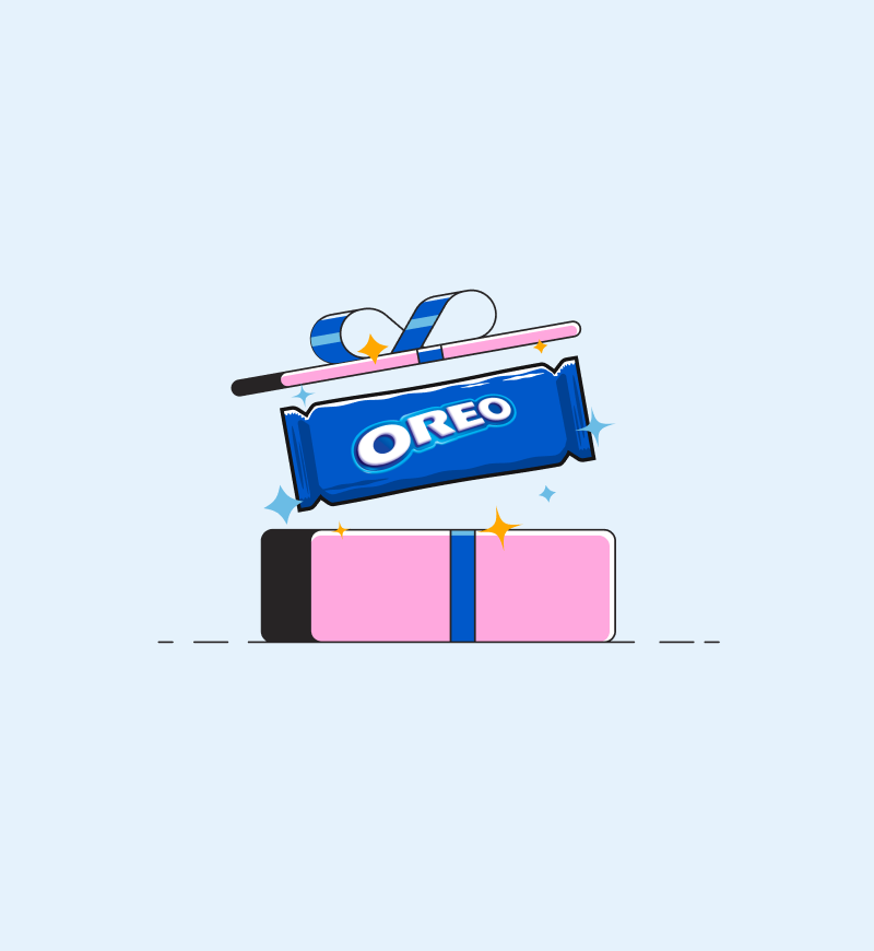Oreo package inside a gift box